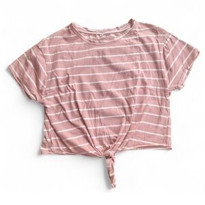 🌸Spring Sale!🌸 Pink Striped Boxy Tie-Front Crop Top